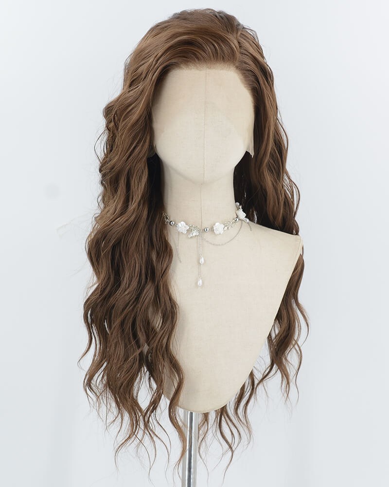 Brown Curly Synthetic Lace Front Wig WW970 — view 1