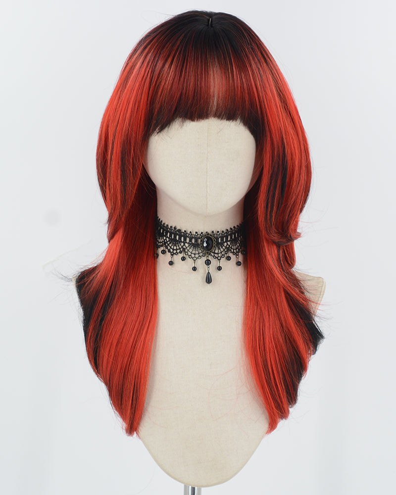 Red Ombre Black Synthetic Wig HW745 — view 1
