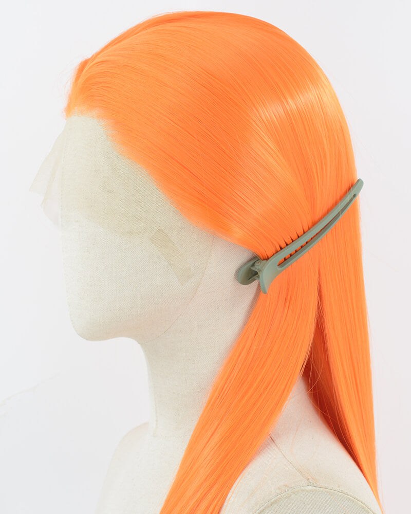 Orange Long Straight Synthetic Lace Front Wig WW957 — view 4
