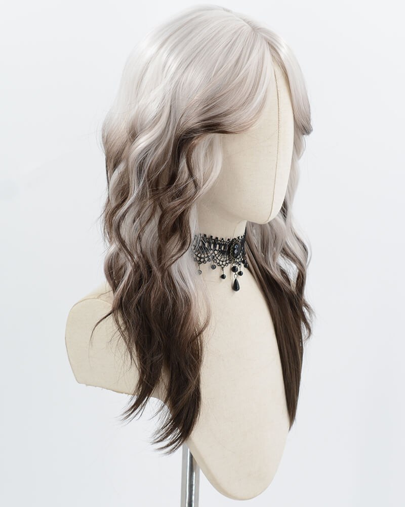 Silver Ombre Brown Black Synthetic Wig HW794 — view 2
