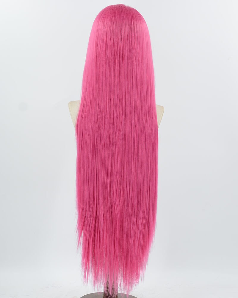 38inch Long Bright Pink Synthetic Lace Front Wig WW1030 — view 3