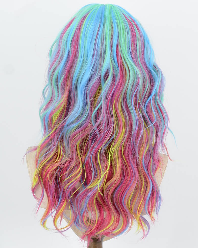 Green Blue Mixed Wavy Synthetic Wig HW828 — view 3