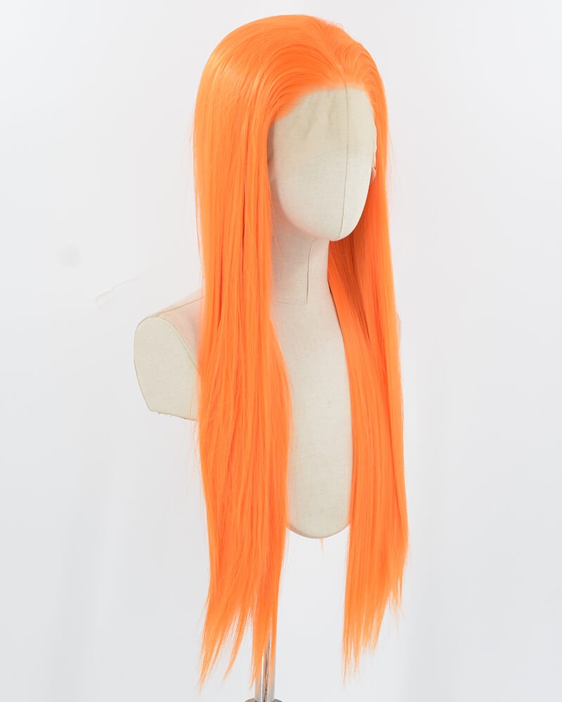 Orange Long Straight Synthetic Lace Front Wig WW957 — view 2