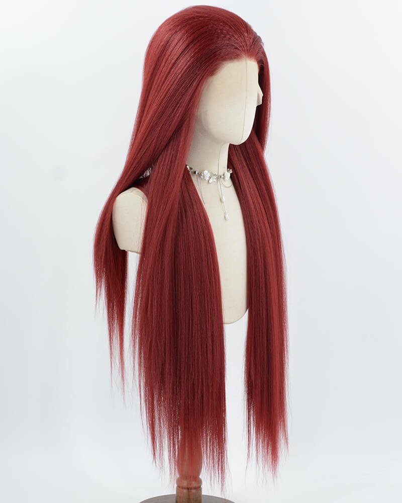 Wine Red Yaki Synthetic Lace Front Wig WW1051 — view 2