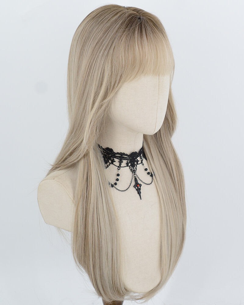 Rooted Beige Blonde Synthetic Wig HW858 — view 2