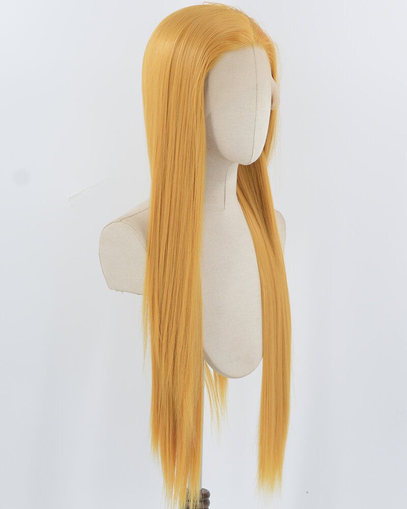 Golden Blonde Long Straight Synthetic Lace Front Wig WW936 — view 2