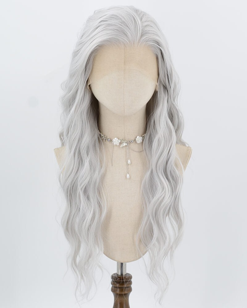 Silver Curly Synthetic Lace Front Wig WW1020 — view 1