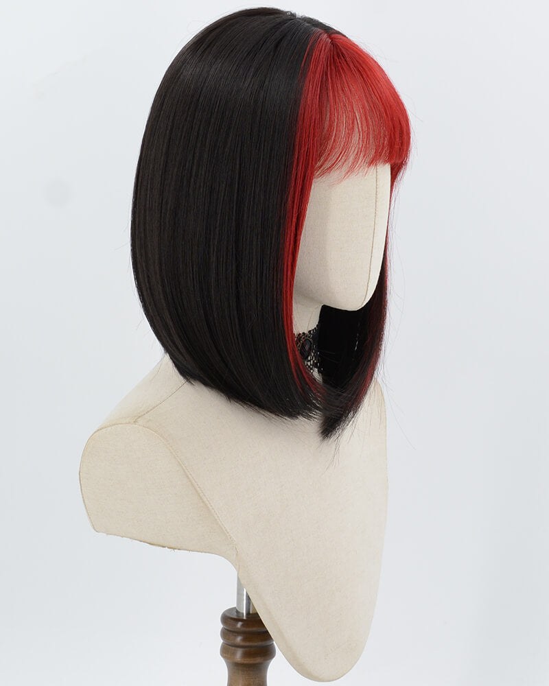 Red Black Short Synthetic Wig HW808 — view 2