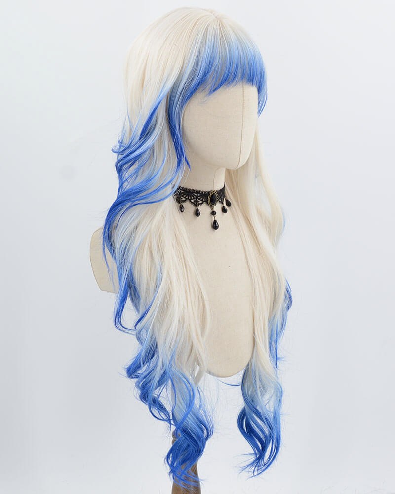 Blue Ombre Blonde Wavy Synthetic Wig HW766 — view 2