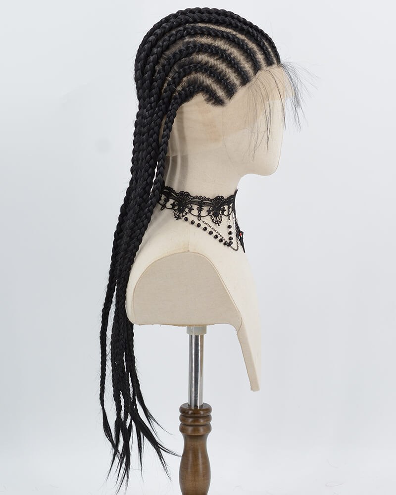 Black Braid Synthetic Full Front Wig WW1014 — view 2