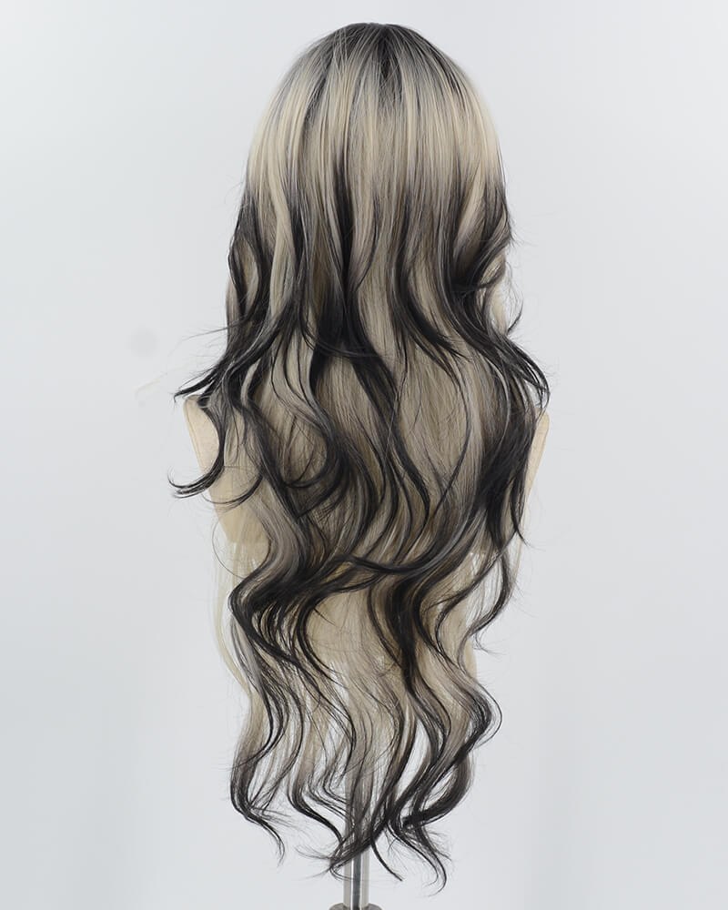 White Grey Ombre Black Synthetic Wig HW730 — view 3