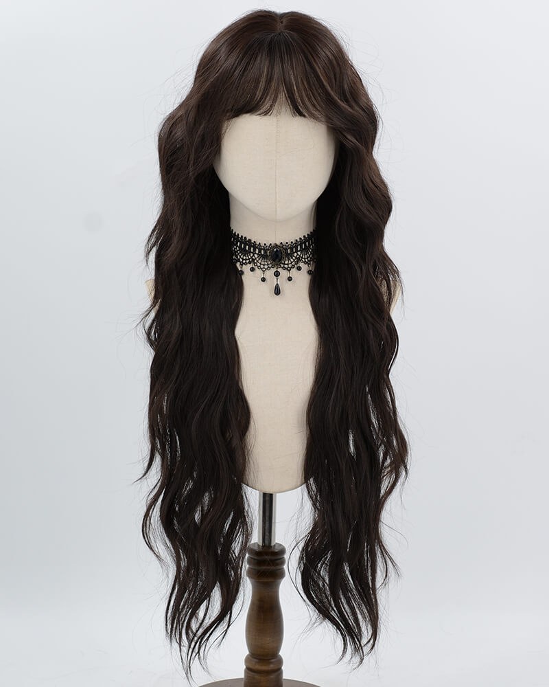 Brown Black Long Curly Synthetic Wig HW799 — view 1