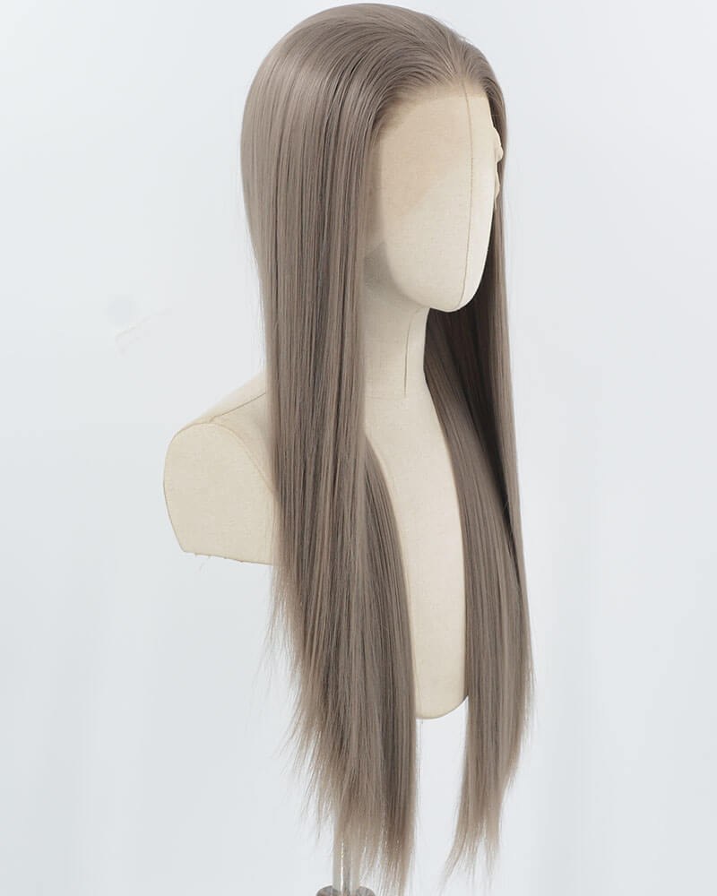 Dark Grey Long Straight Synthetic Lace Front Wig WW916 — view 2