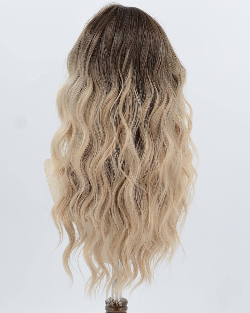 Ombre Blonde Curly Synthetic Wig HW777 — view 3