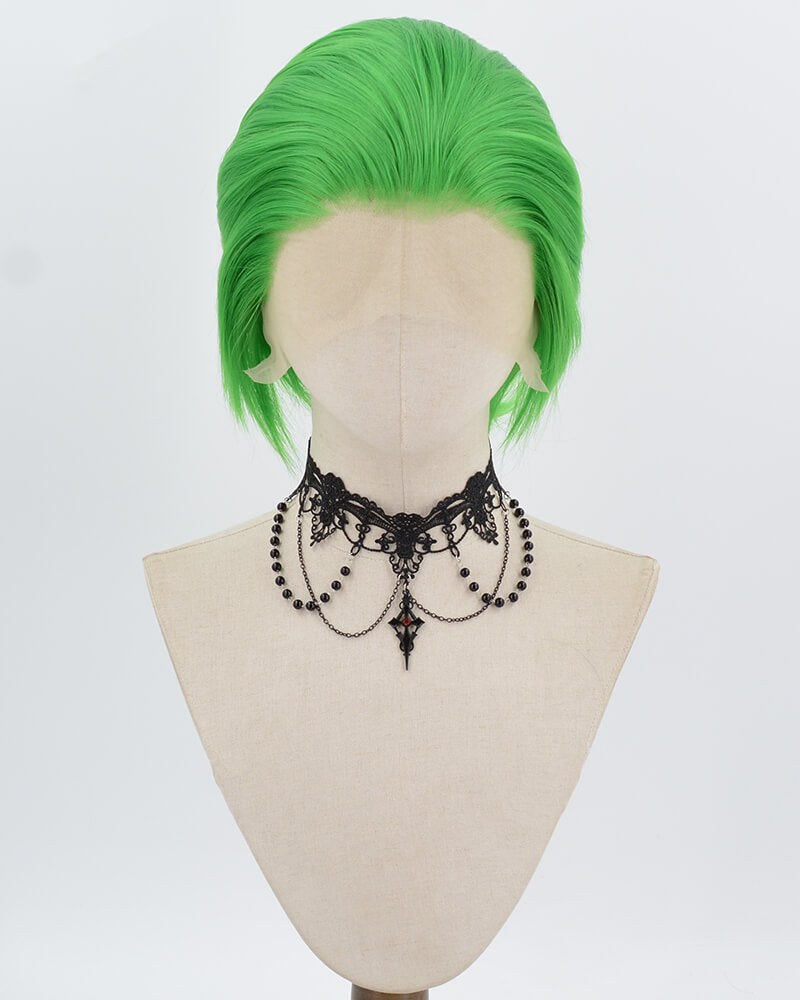 Green Short Synthetic Lace Front Men's Wig MW042 — view 1