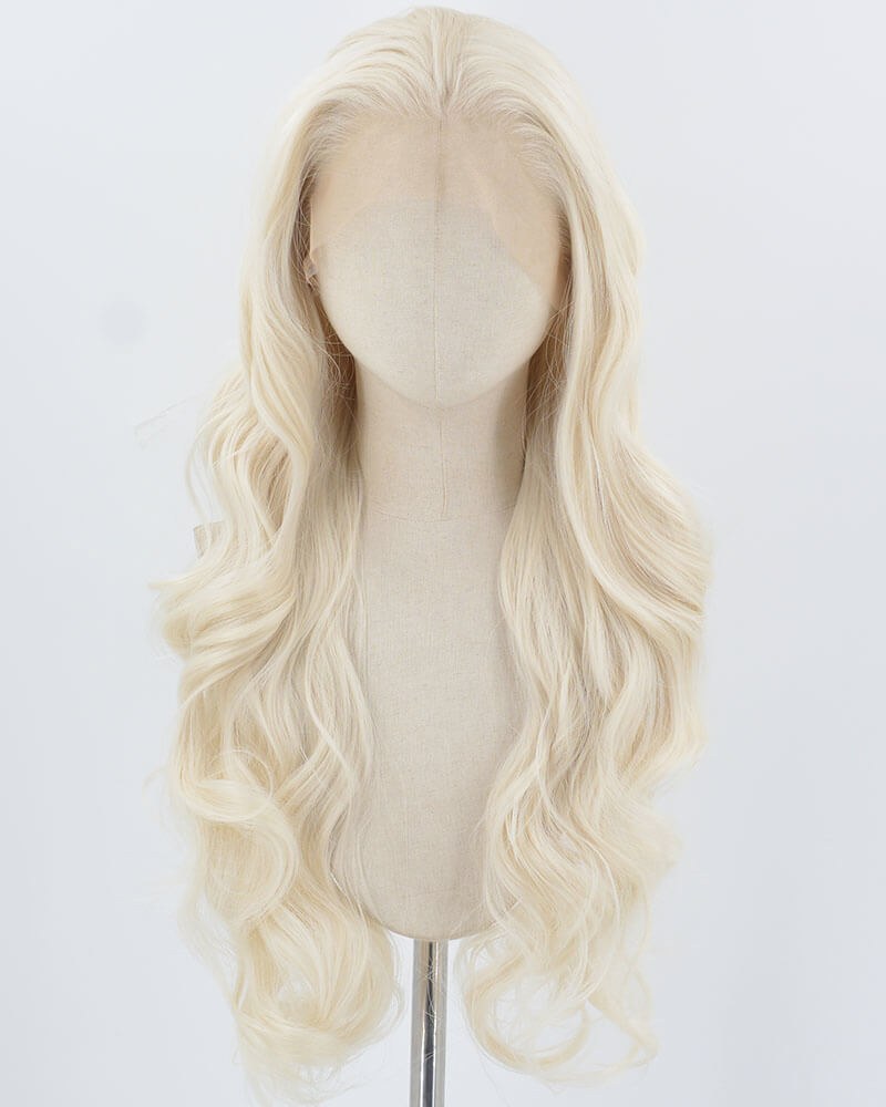 Platinum Blonde Wavy Synthetic Lace Front Wig WW901 — view 1