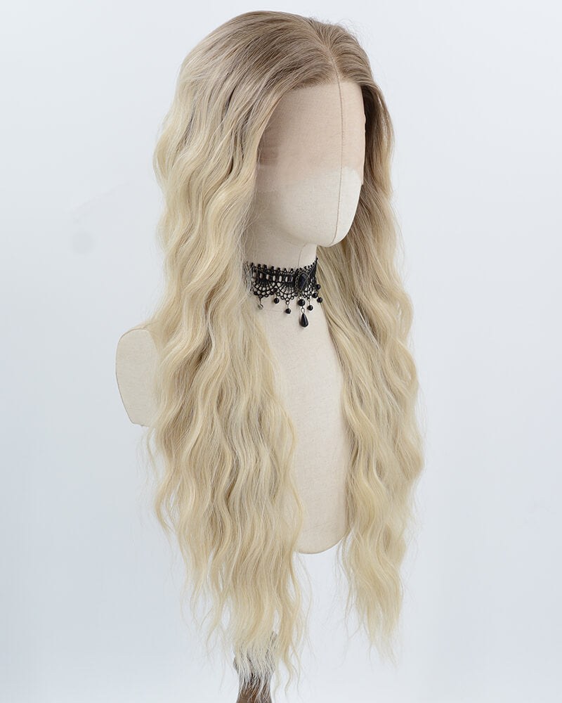 Ombre Blonde Long Curly Synthetic Lace Front Wig WW1010 — view 2