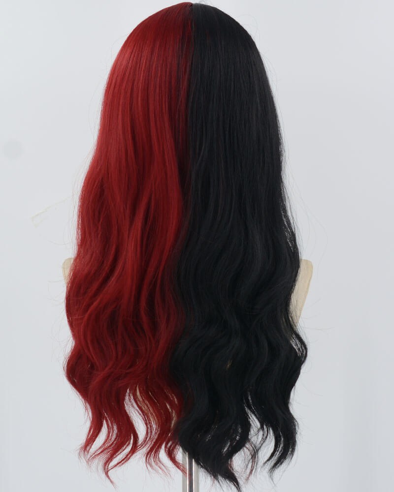 Half Black Half Red Synthetic Wig HW648 — view 3