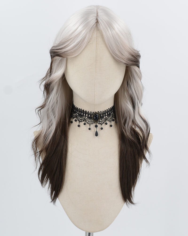 Silver Ombre Brown Black Synthetic Wig HW794 — view 1