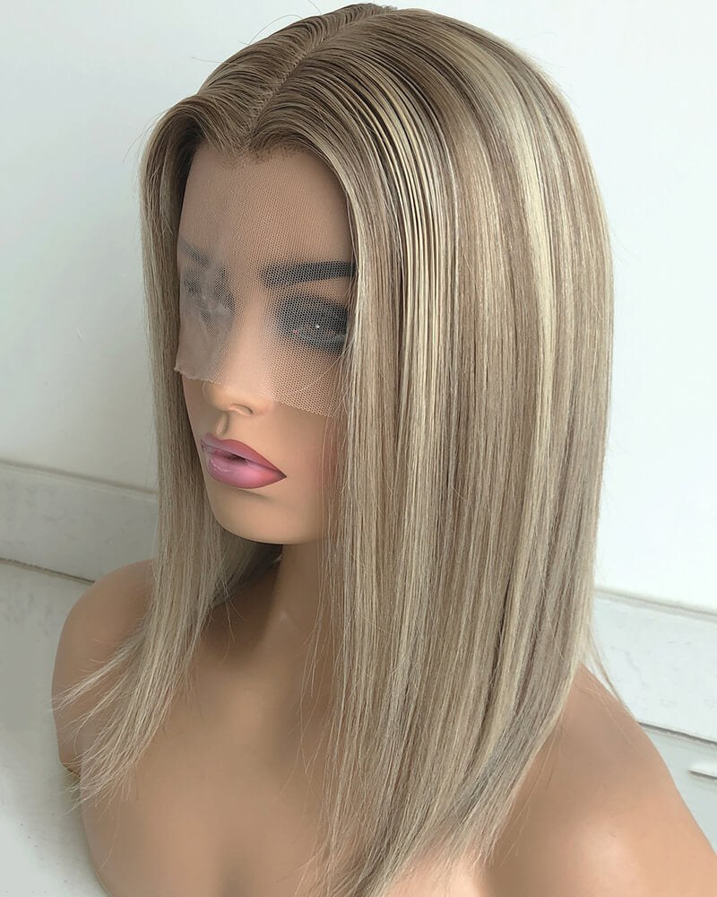 Short Blonde Brown Human Hair Wig HT042 — view 2