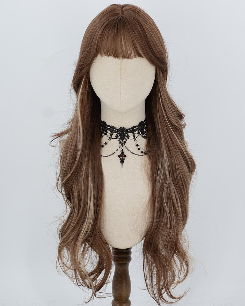 Brown Highlights Blonde Long Wavy Synthetic Wig HW850 — view 1