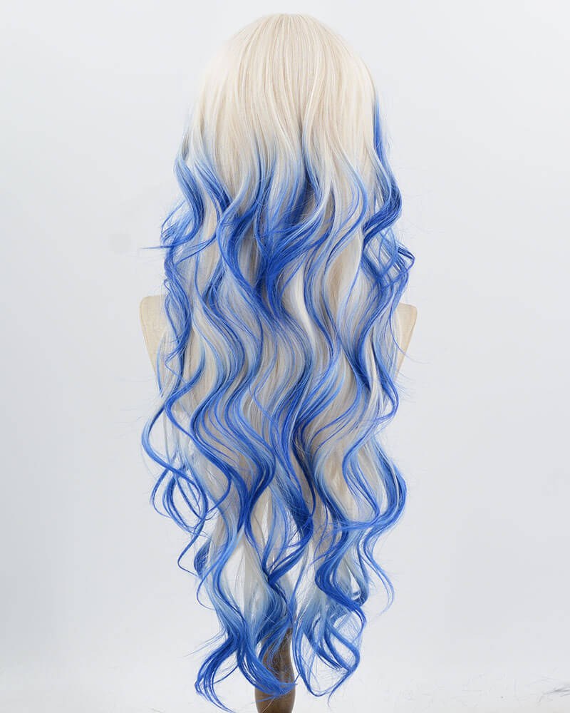 Blue Ombre Blonde Wavy Synthetic Wig HW766 — view 3