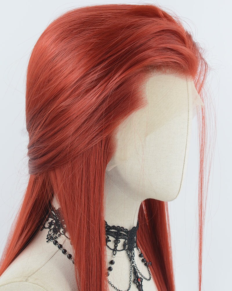 Red Straight Synthetic Lace Front Men's Wig MW053 — view 3