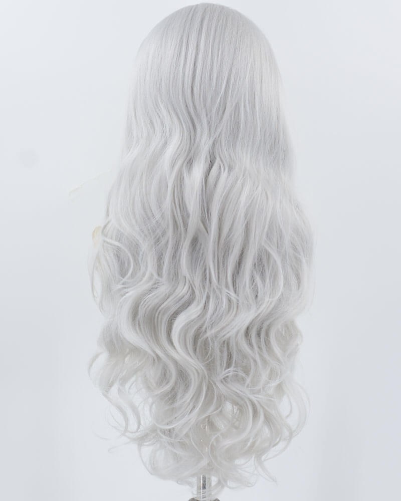 Silver Grey Long Wavy Synthetic Lace Front Wig WW906 — view 3