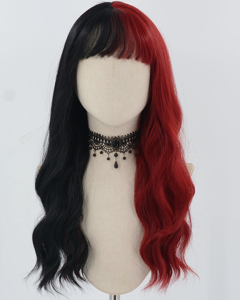 Half Black Half Red Synthetic Wig HW648 — view 1