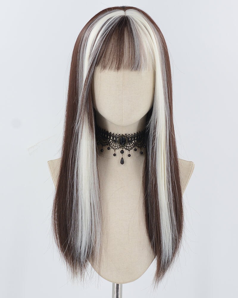 White Blonde Brown Synthetic Wig HW714 — view 1