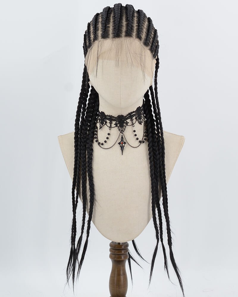 Black Braid Synthetic Full Front Wig WW1014 — view 1