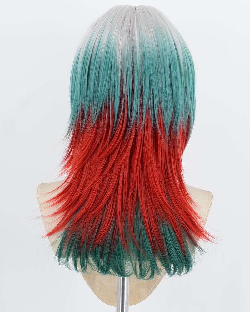 Silver Ombre Green Red Synthetic Wig HW832 — view 3