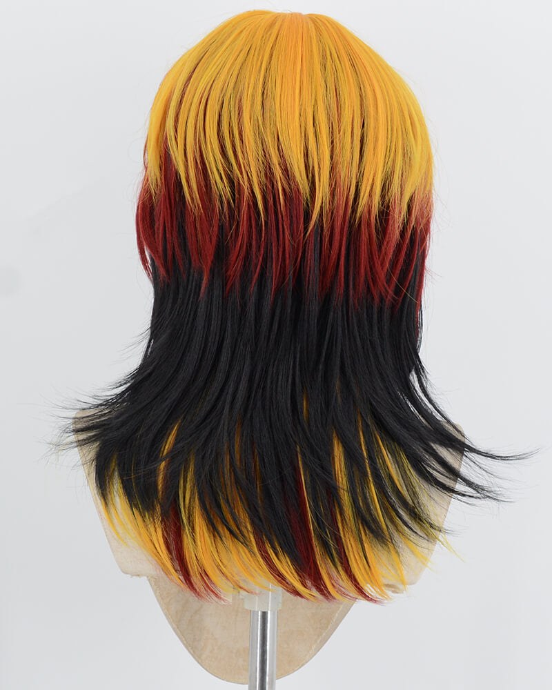 Golden Yellow Red Black Synthetic Wig HW833 — view 3