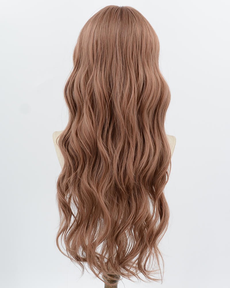 Long Pink Brown Curly Synthetic Wig HW797 — view 2