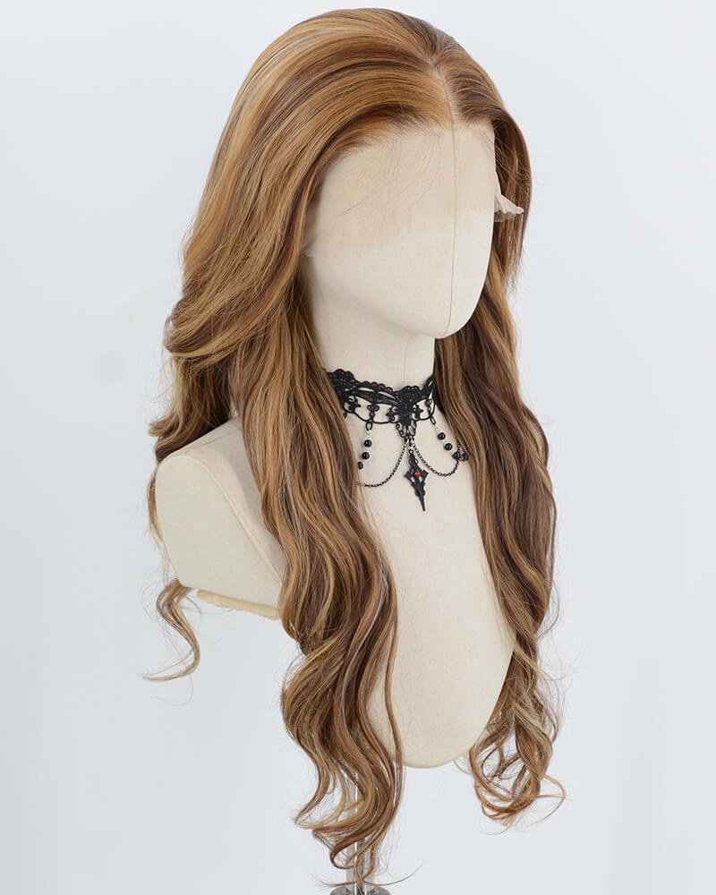 Brown Highlights Wavy Synthetic Lace Front Wig WW1060 — view 2