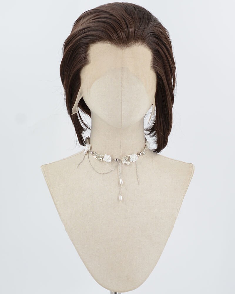 Brown Short Synthetic Lace Front Men's Wig MW044 — view 1