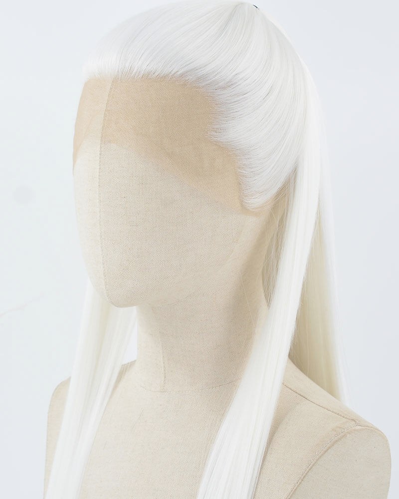 White Straight Synthetic Lace Front Men's Wig MW055 — view 4