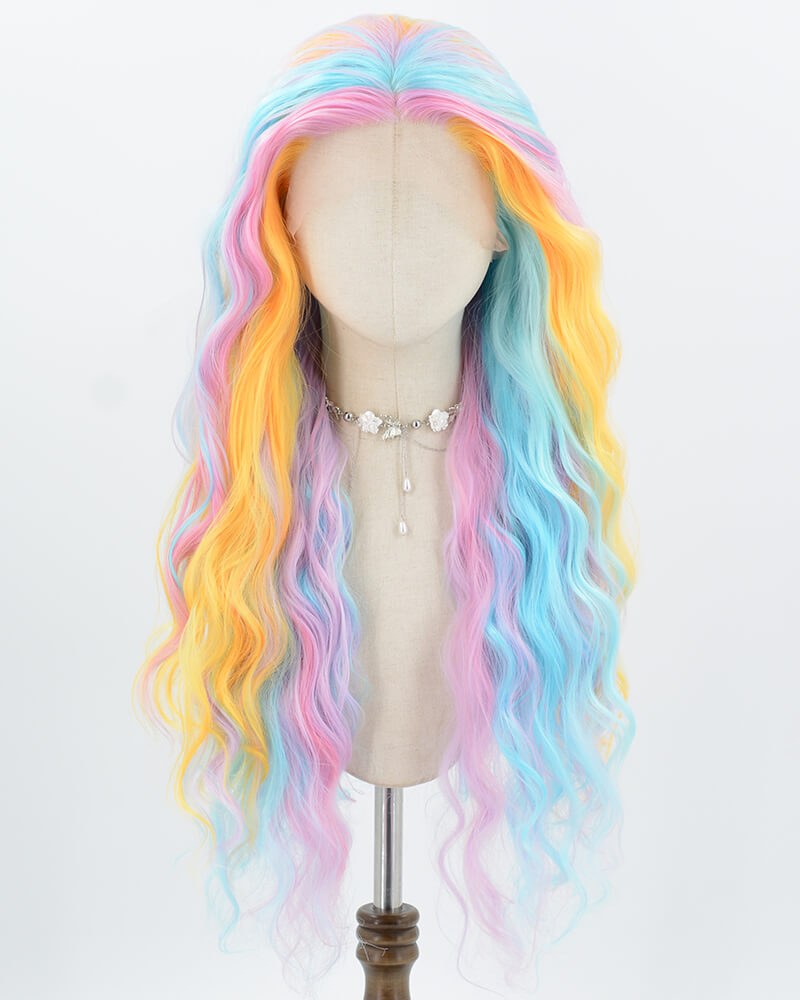 Rainbow Curly Synthetic Lace Front Wig WW1021 — view 1
