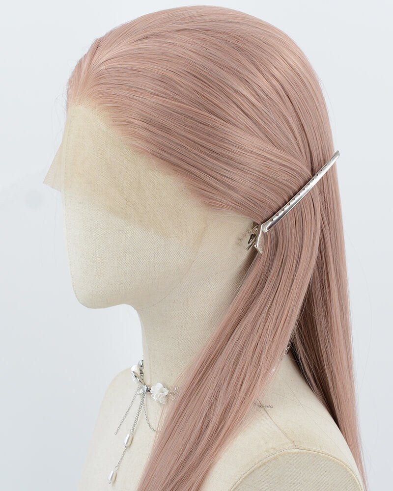 Dusty Pink Long Straight Synthetic Lace Front Wig WW993 — view 4