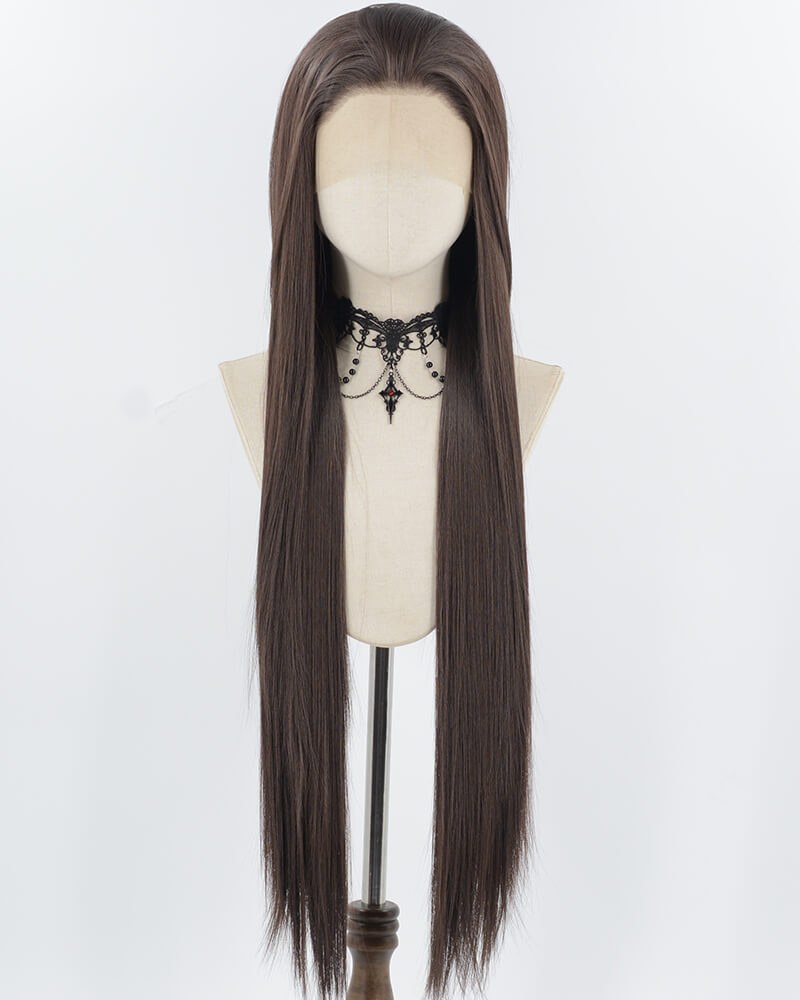 38Inch Long Dark Brown Synthetic Lace Front Wig WW964 — view 1