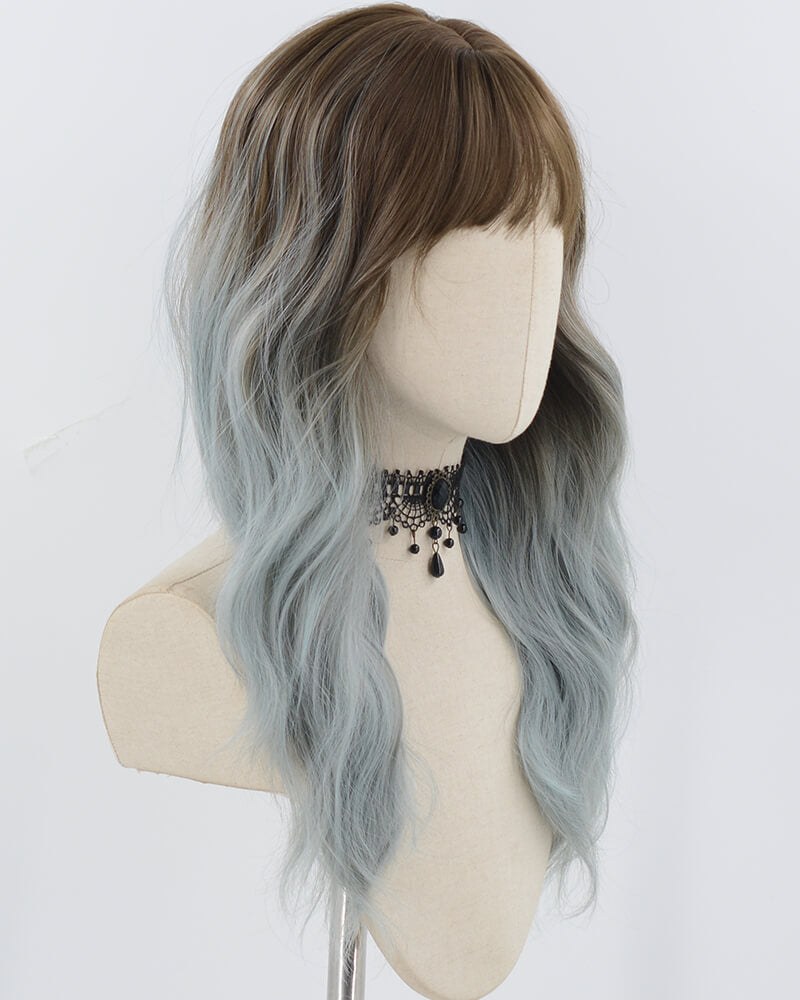 Brown Ombre Blue Synthetic Wig HW719 — view 2