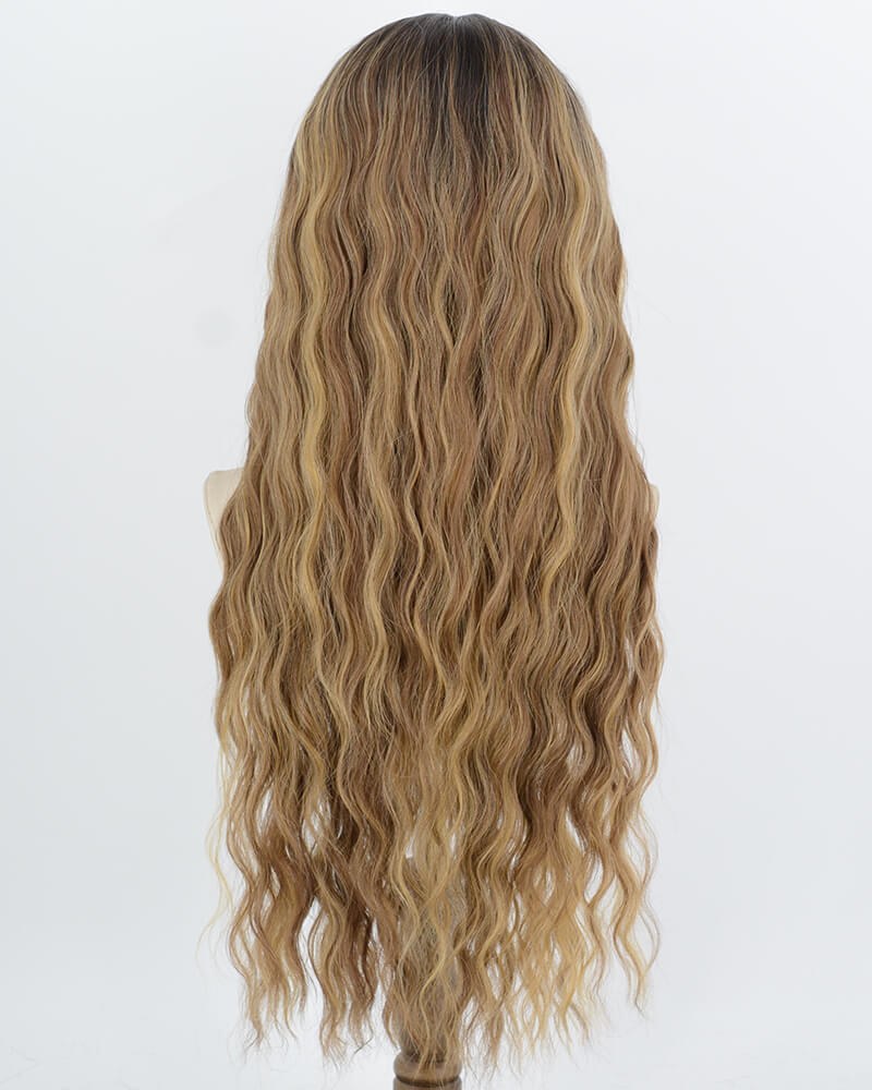 Black Ombre Brown Long Curly Synthetic Lace Front Wig WW1069 — view 4