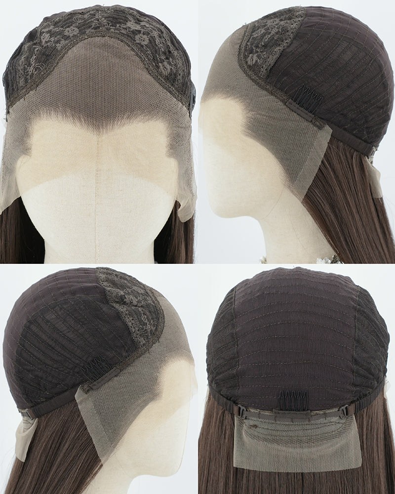 Wine Red Short Synthetic Lace Front Wig MW034 — view 4