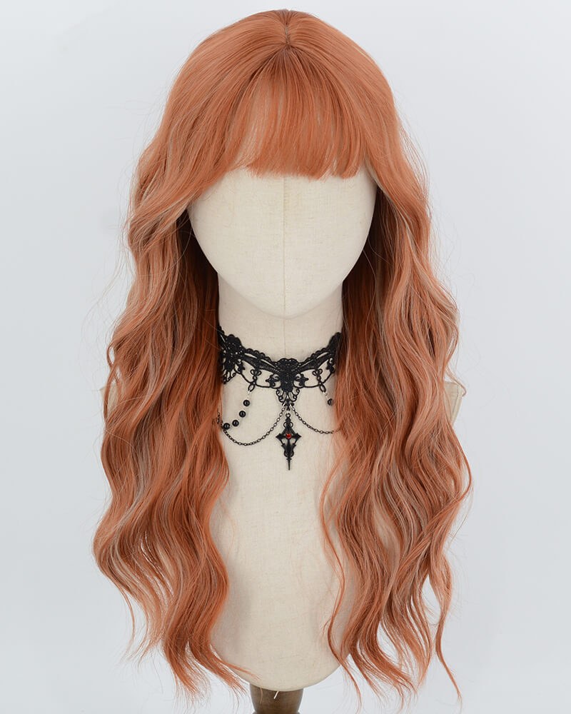 Orange Highlight Blonde Curly Synthetic Wig HW870 — view 1