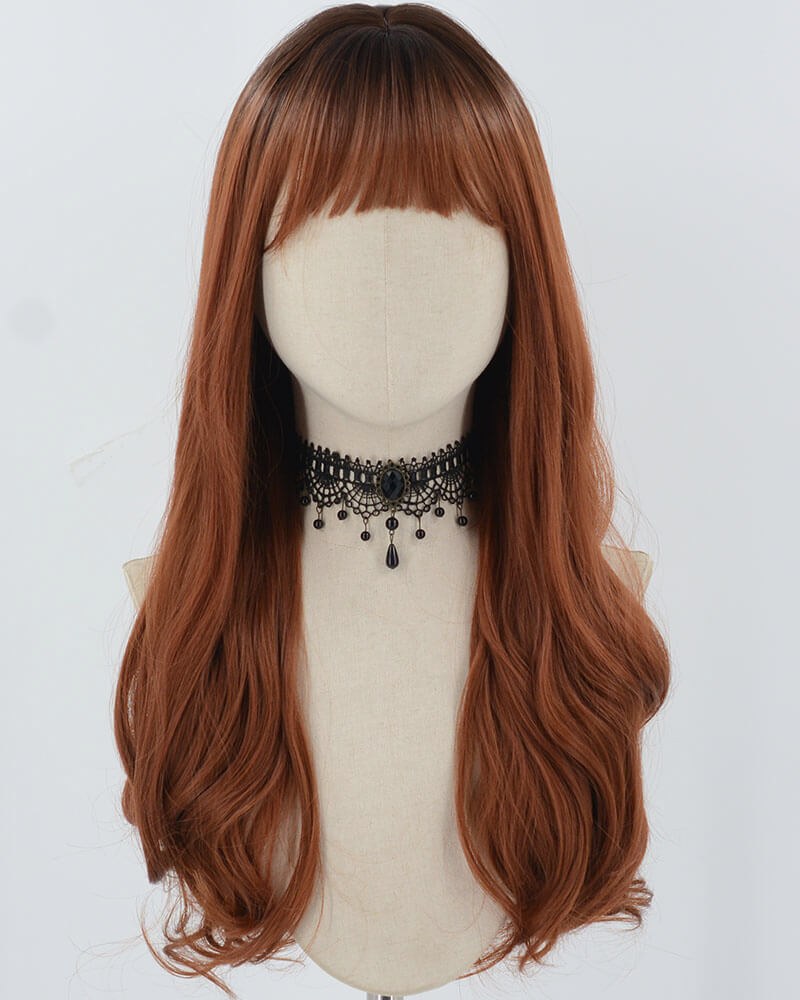 Ombre Dark Copper Red Synthetic Wig HW649 — view 1
