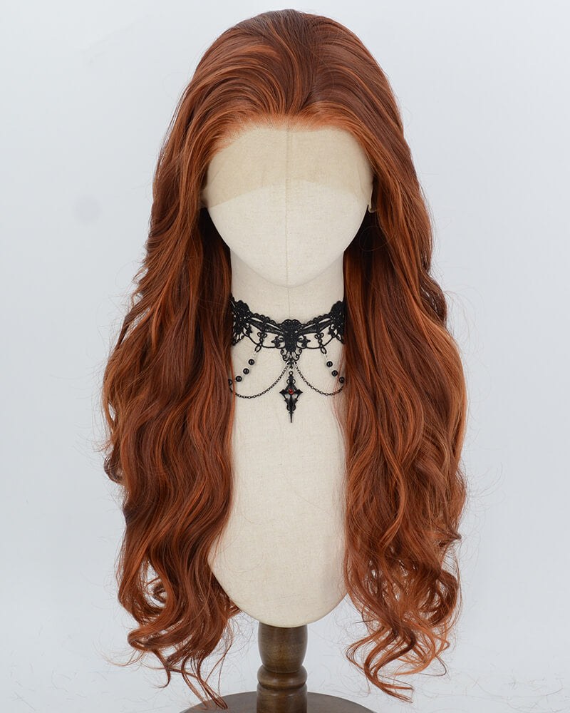 Brown Orange Synthetic Lace Front Wig WW1083 — view 1
