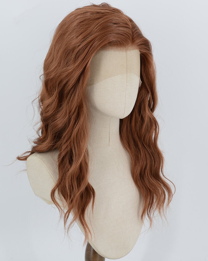 Scarlet Witch Wanda Maximoff Red Brown Curly Synthetic Lace Front Wig WW1081 — view 4