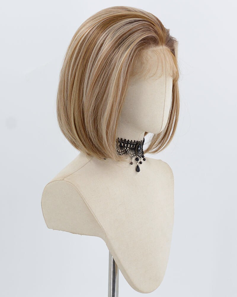 13*6 Ombre Blonde Skunk Stripe Bob Synthetic Lace Front Wig WW996 — view 2