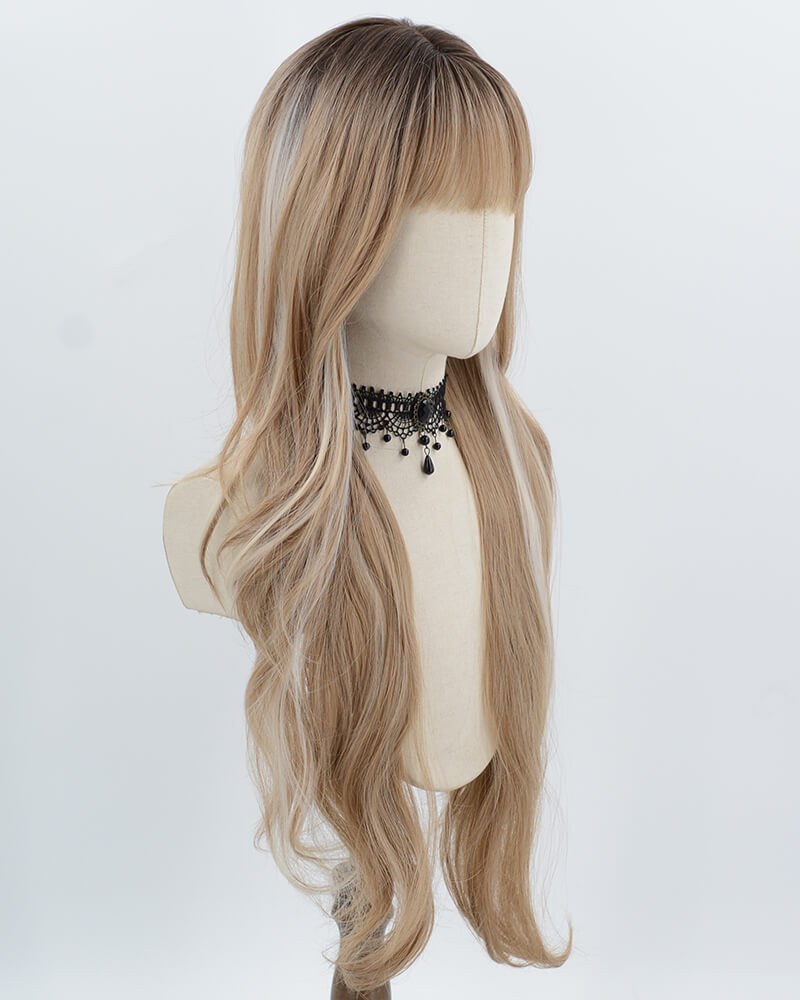 Long Ombre Blonde White Synthetic Wig HW800 — view 2