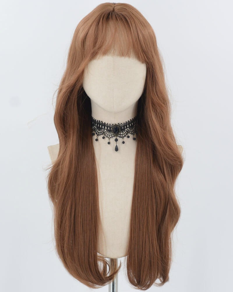 Brown Red Long Wavy Synthetic Wig HW674 — view 1